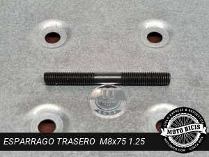 ESPARRAGO TRASERO  GRUESO M8x75 1.25 para bicimoto